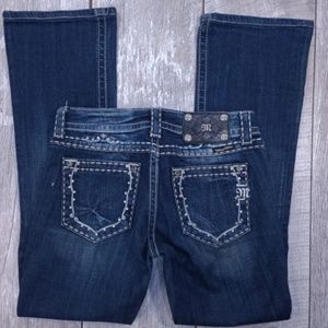 Miss Me Womens Boot Bootcut Jeans Size 27x30 Dark Blue Denim Low Rise
